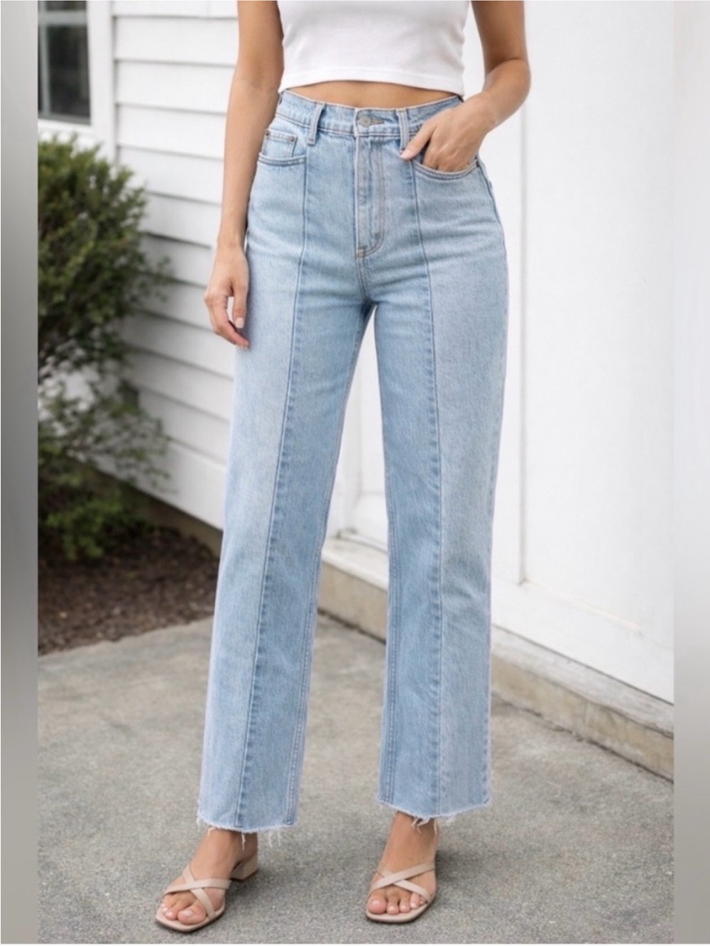 Abercrombie & Fitch Two Tone The Ankle Straight Ultra High Rise
